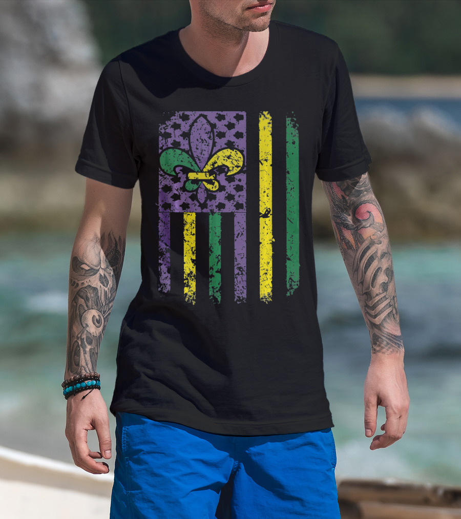 Mardi Gras Flag Fleur-de-Lis New Orleans T-Shirt