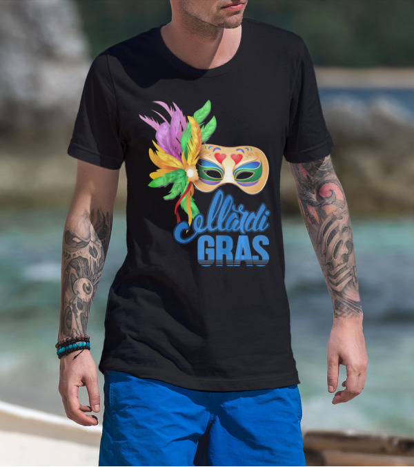 Mardi Gras Mask Colorful Feathers T-Shirt