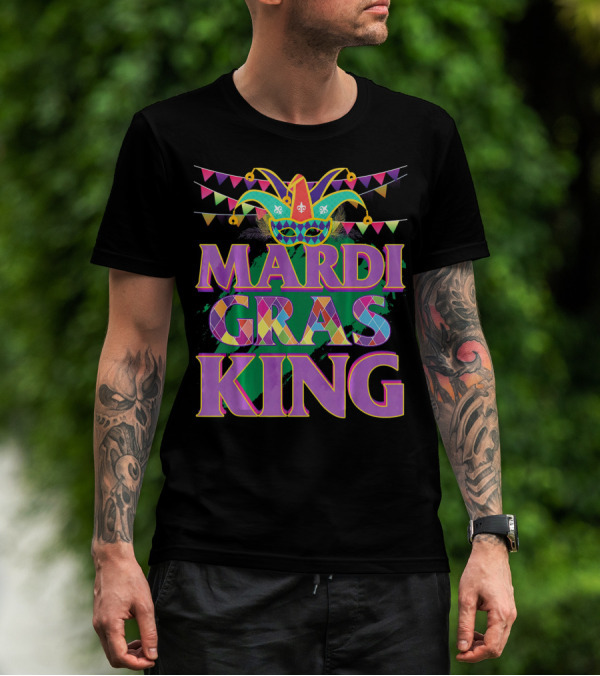 Mardi Gras King Jester Mask Banner Festival T-Shirt
