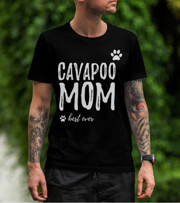 Cavapoo Mom Best Ever Paw Prints T-Shirt