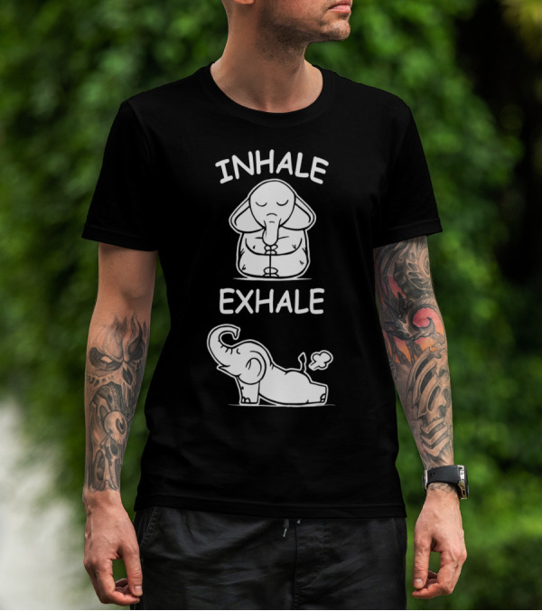 Inhale Exhale Cute Elephant Yoga Lover Meditation T-Shirt