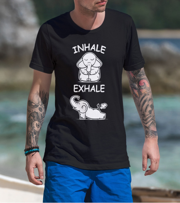 Inhale Exhale Cute Elephant Yoga Lover Meditation T-Shirt