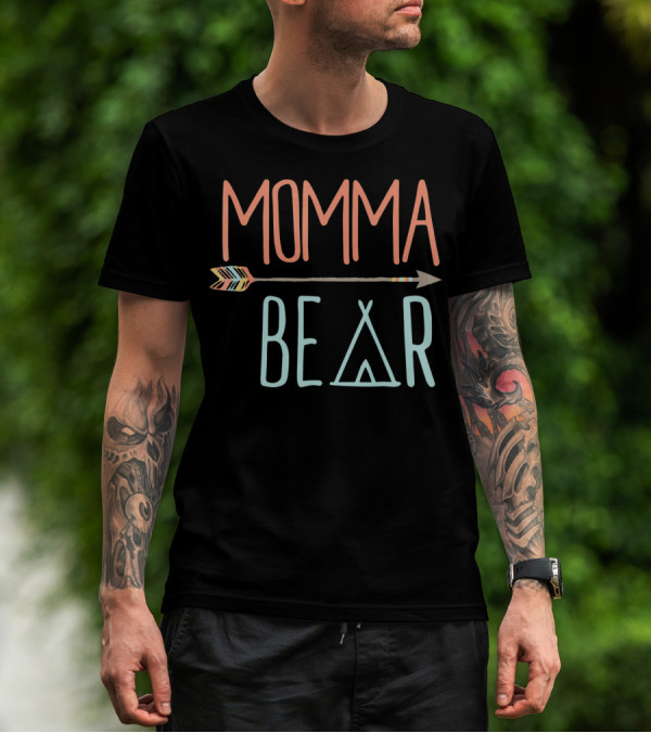 Momma Bear Tribal Arrow And Teepee T-Shirt