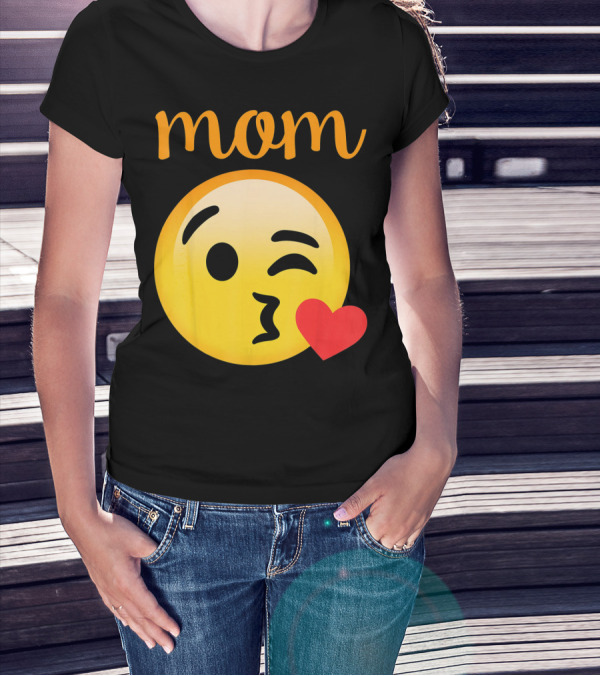 Mom Kissing Emoji Heart Kiss Emoji T-Shirt