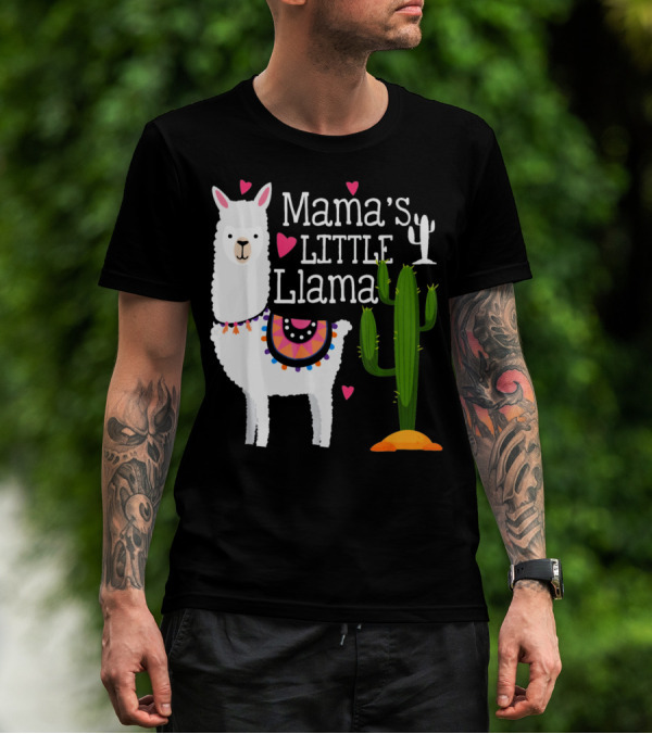 Mama's Little Llama Cute Heart Cactus T-Shirt