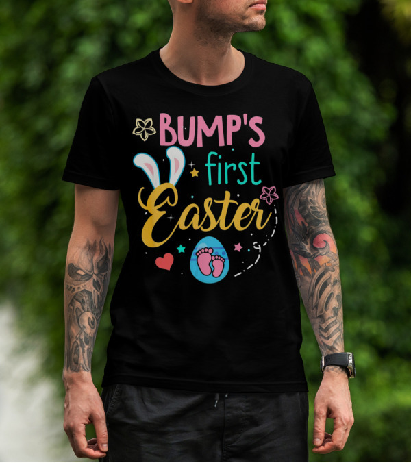 Bump's First Easter New Baby Mother Pregn Bunny Ears Hearts Flowers T-Shirt