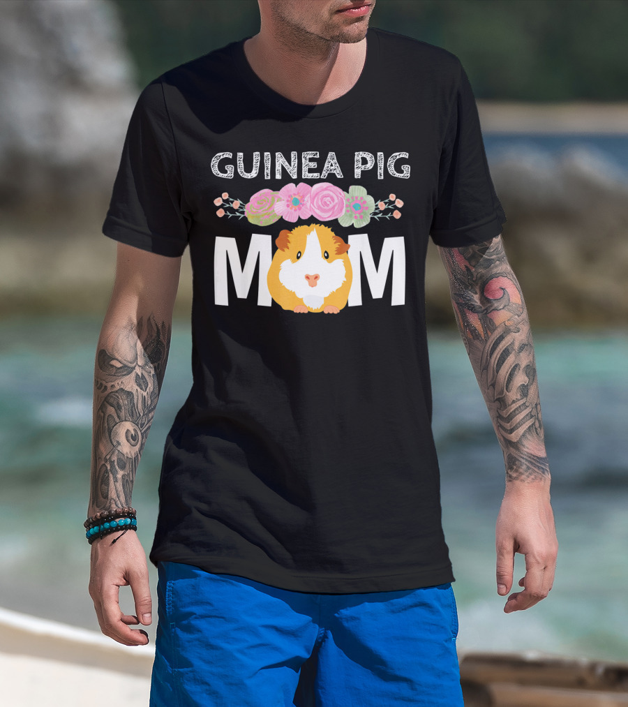 Guinea Pig Mom Cavy Women Girl Clo Floral Pet Lover T-Shirt