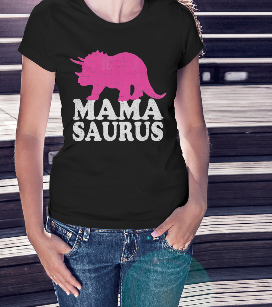MAMASAURUS Pink Triceratops T-Shirt