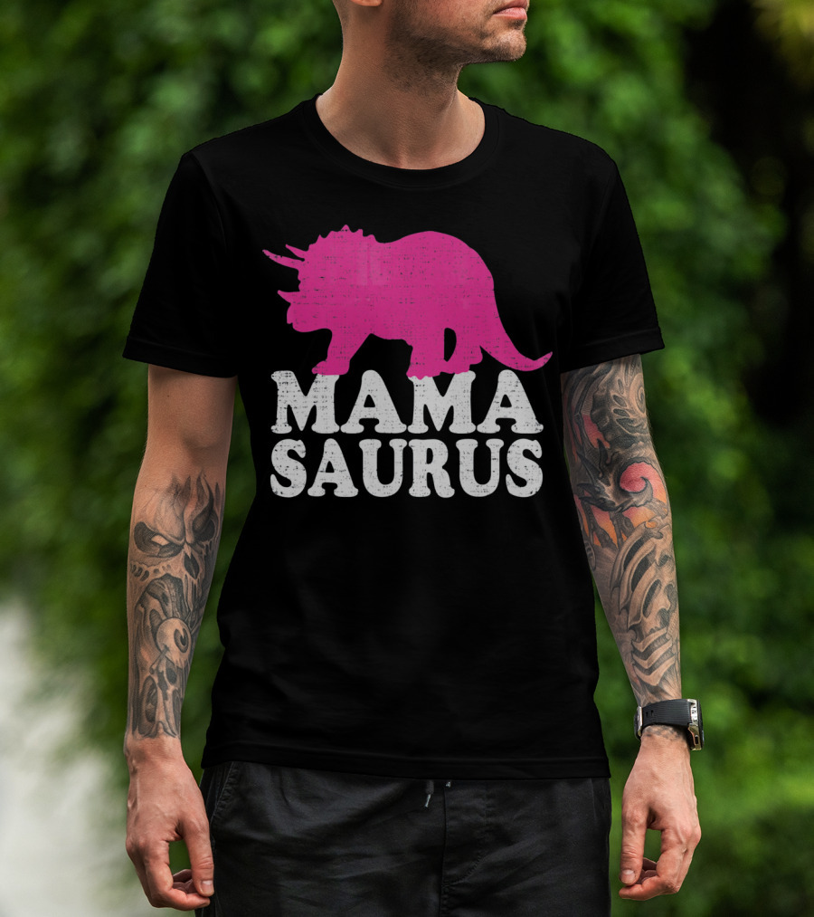 MAMASAURUS Pink Triceratops T-Shirt