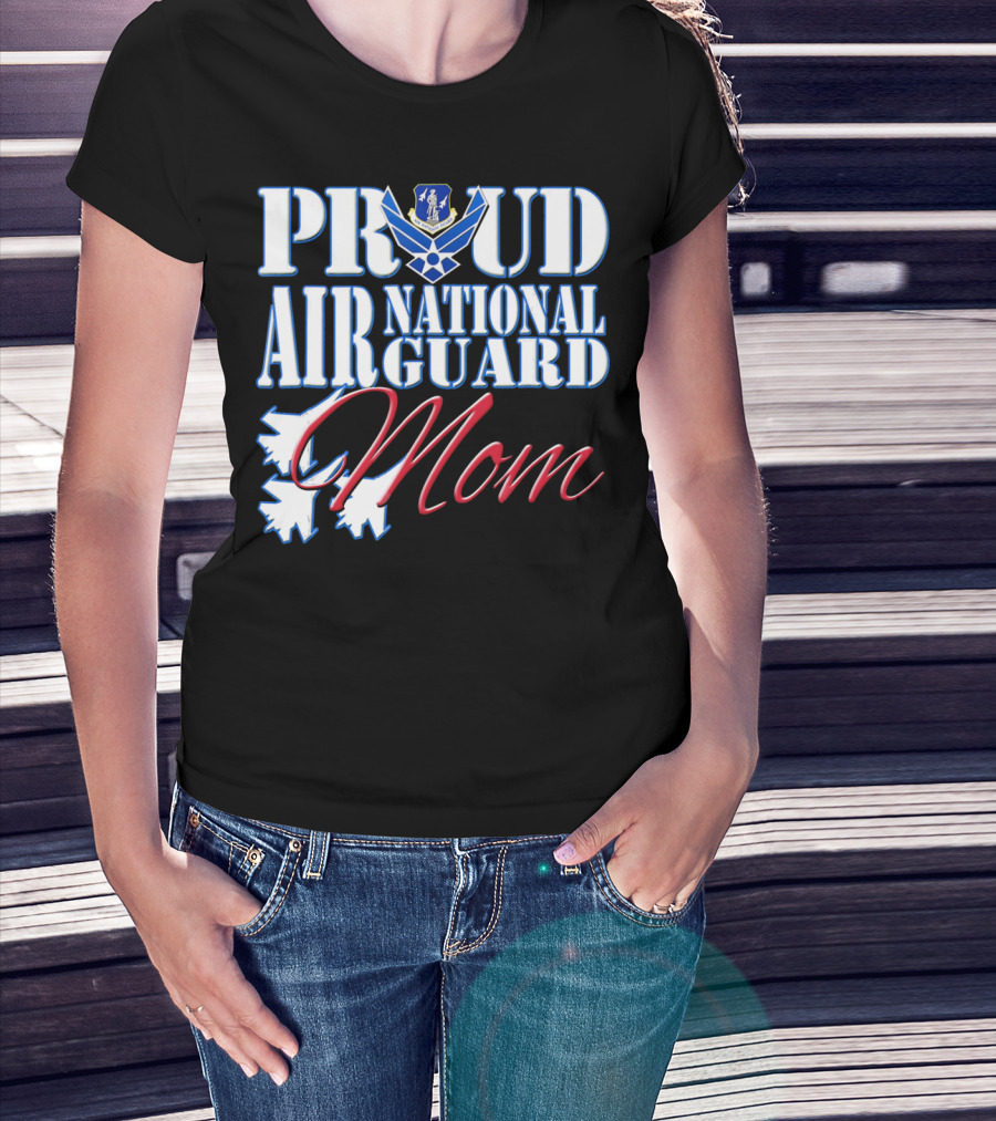 Proud Air National Guard Mom USAF Emblem With Jet T-Shirt