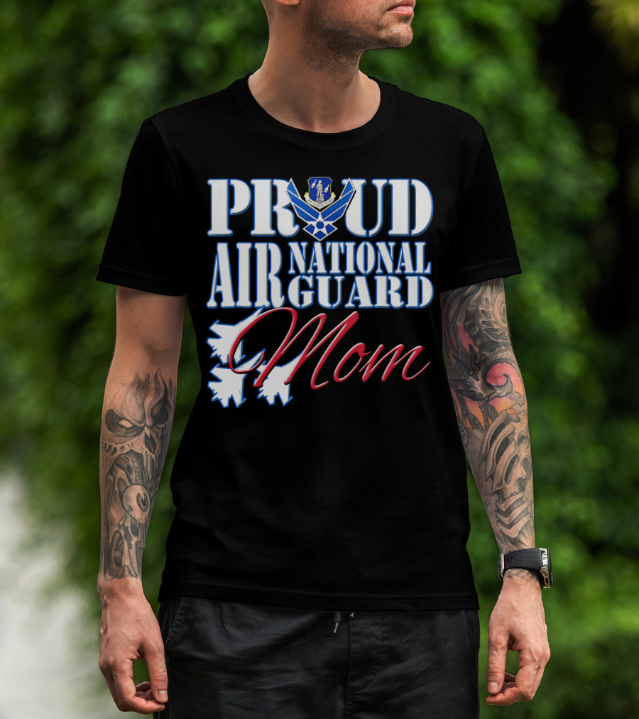 Proud Air National Guard Mom USAF Emblem With Jet T-Shirt