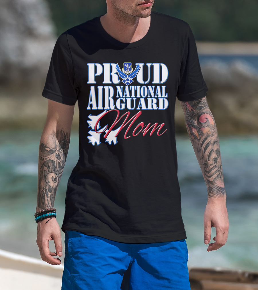 Proud Air National Guard Mom USAF Emblem With Jet T-Shirt
