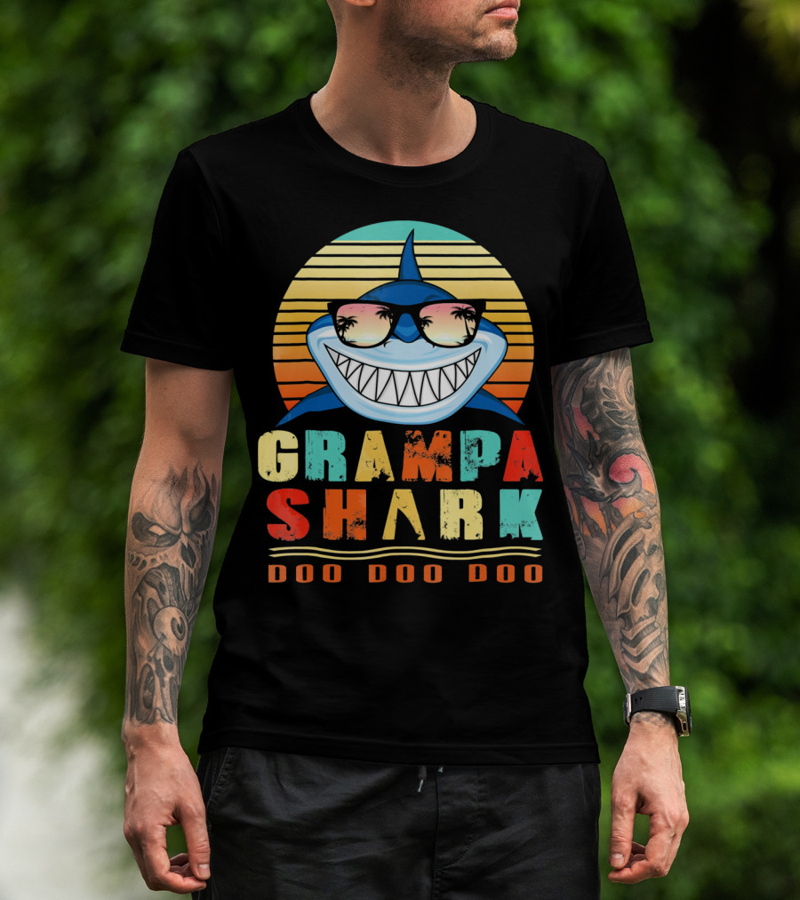 Grampa Shark Doo Doo Doo Retro Vintage T-Shirt