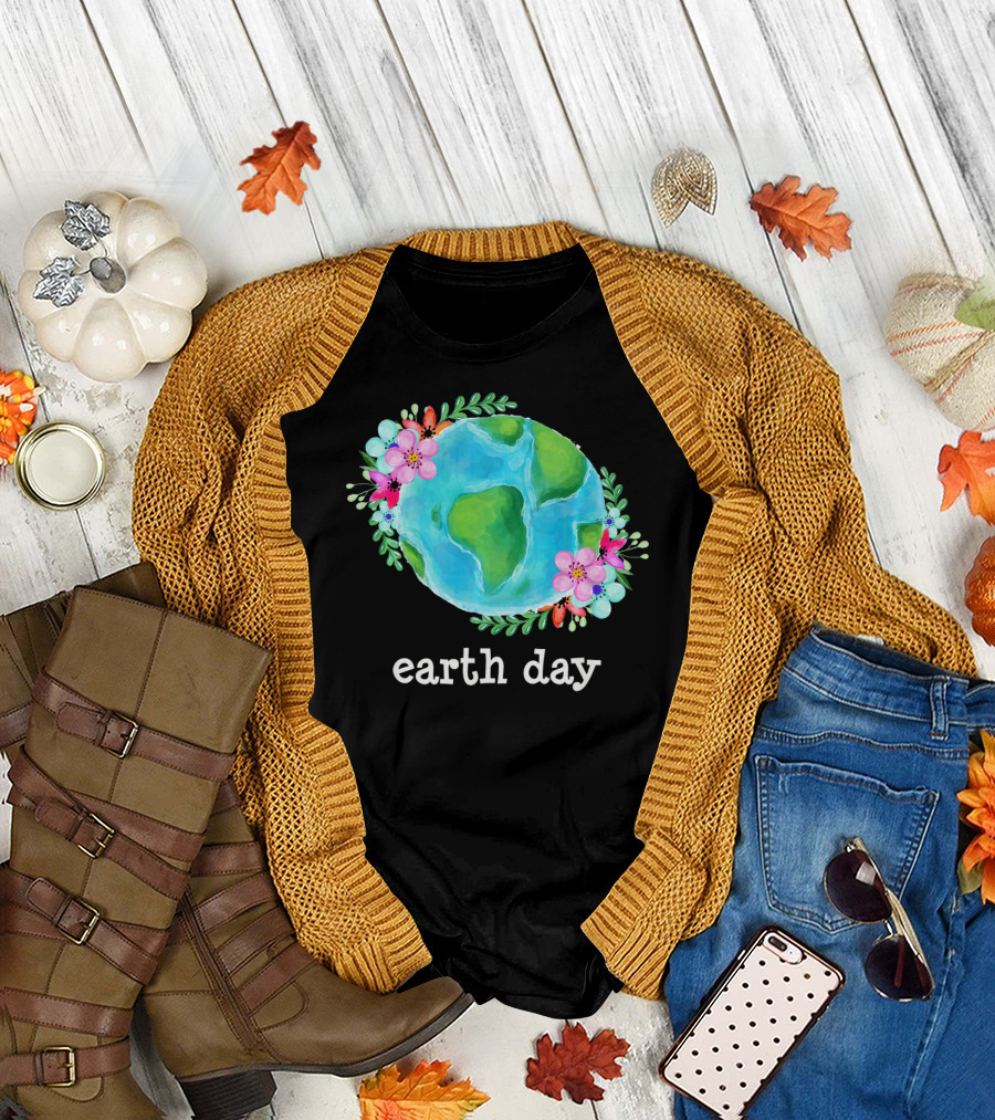 Earth Day Floral Globe Mother Nature T-Shirt