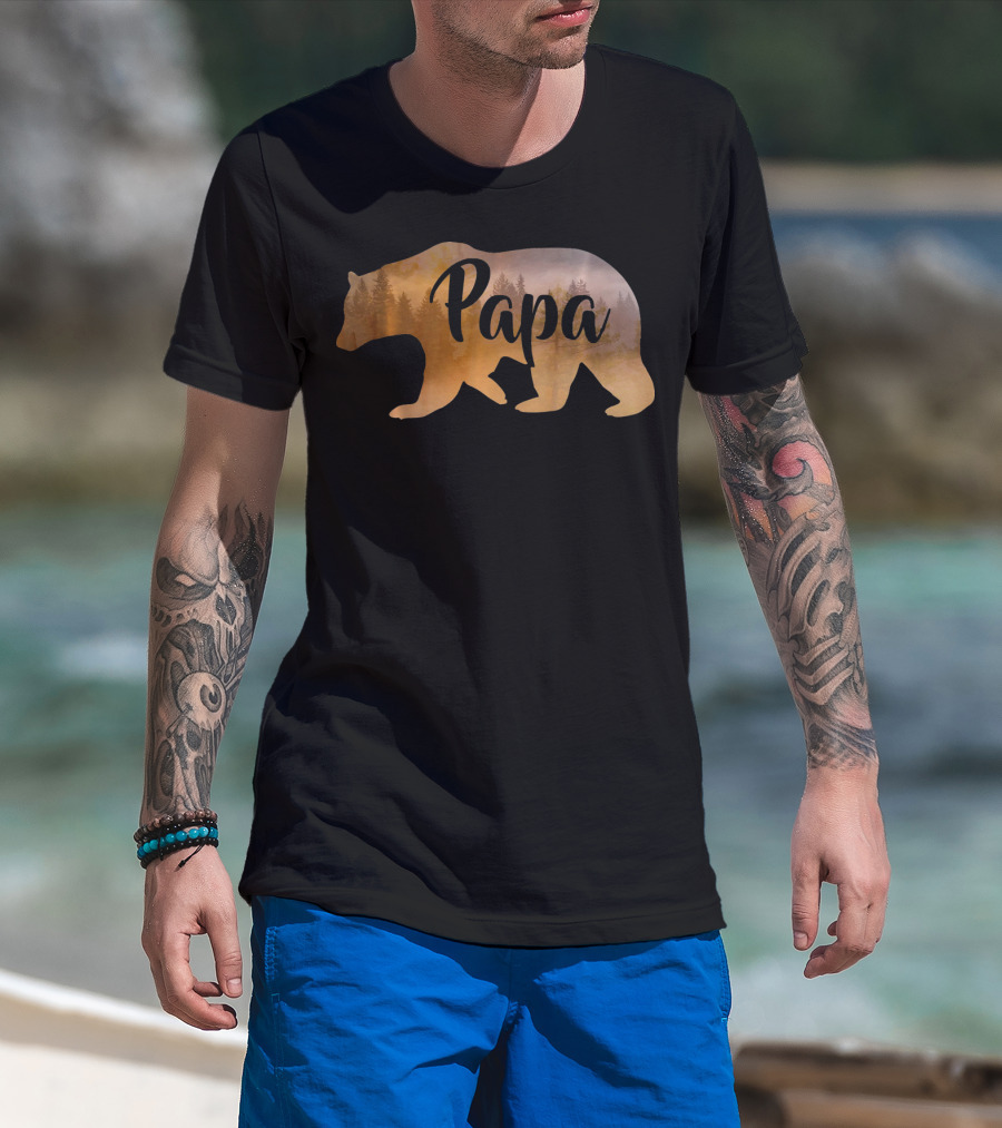 Papa Bear Forest Silhouette Mens Awesome T-Shirt
