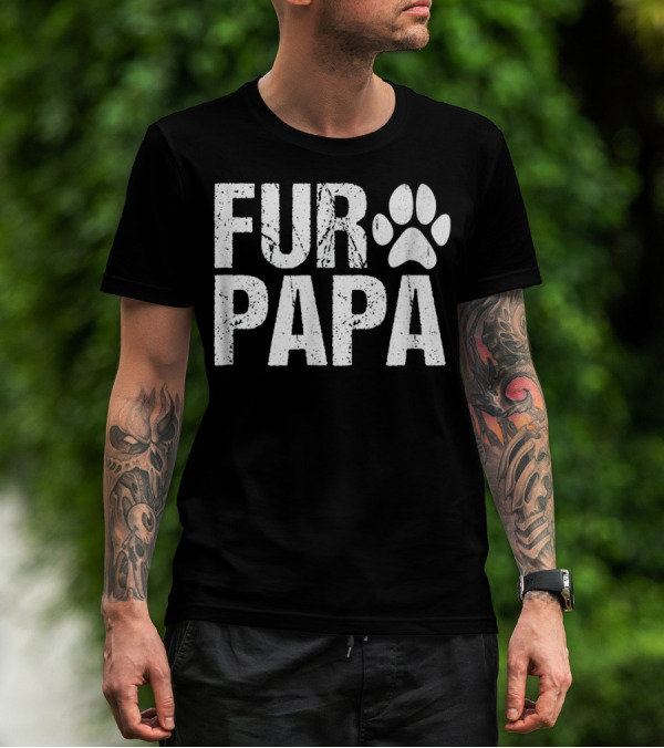 Fur Papa Mens Funny Pet Lover Dog Paw Prints T-Shirt