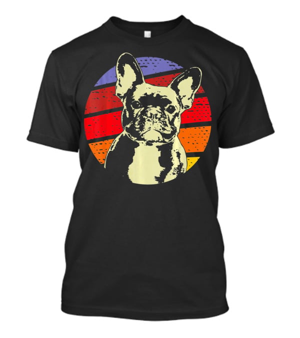 Vintage French Bulldog Dad Retro Colorful Stripes T-Shirt