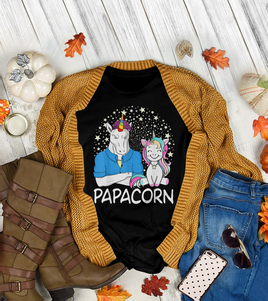 Papacorn Unicorn Dad and Baby Daddy Mens Stars T-Shirt