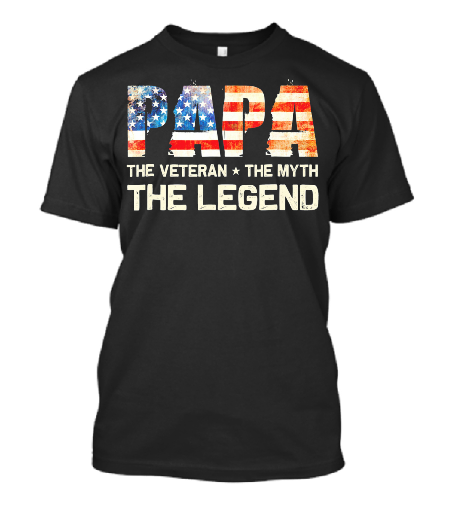 Papa The Veteran The Myth The Legend American Flag T-Shirt