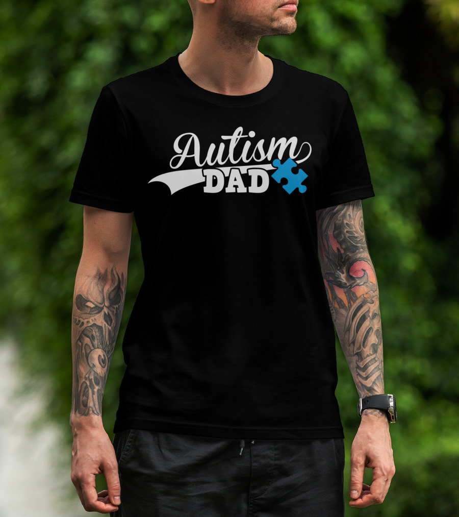 Autism Dad Puzzle Piece Awareness T-Shirt