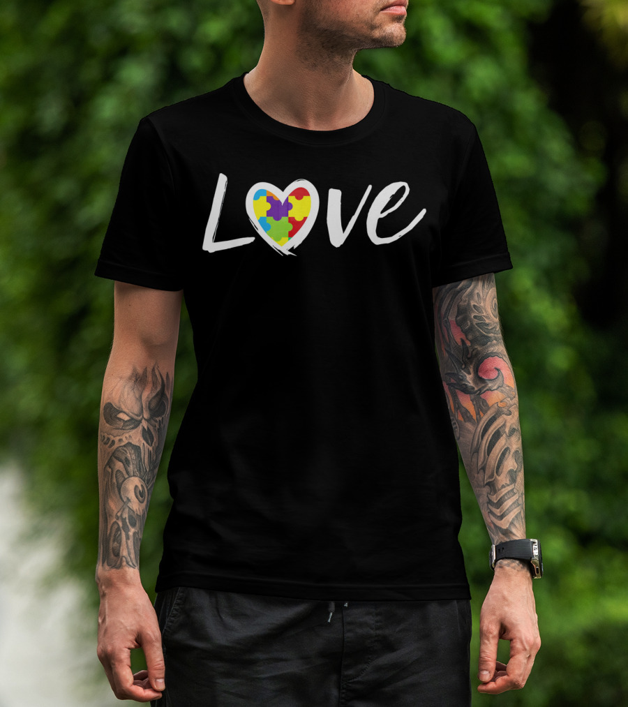Autism Awareness Puzzle Heart Love T-Shirt