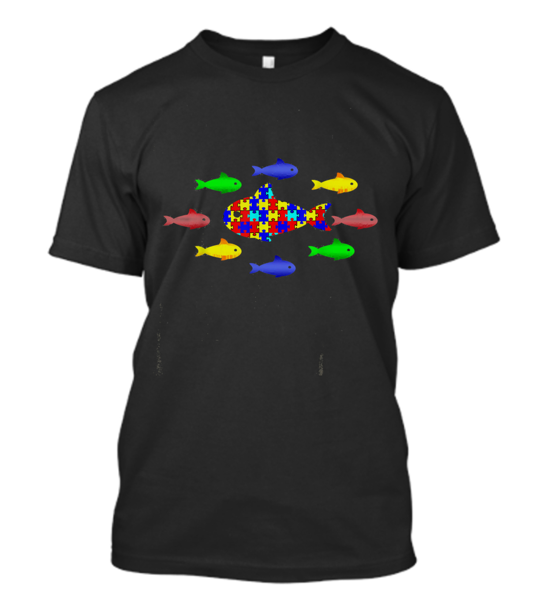 Autism Awareness It's Okay To Be Different Puzzle Piece Fish T-Shirt