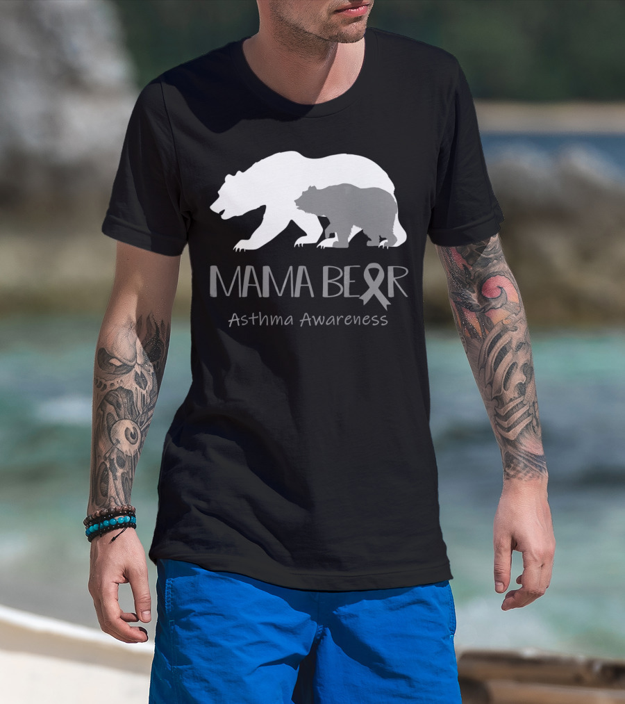 Mama Bear Asthma Awareness Ribbon T-Shirt