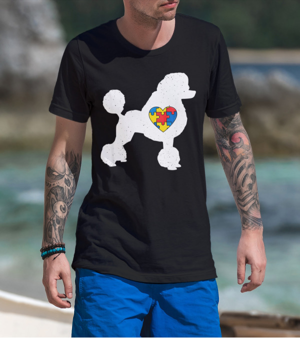 Poodle With Puzzle Heart Autism Awareness Day T-Shirt