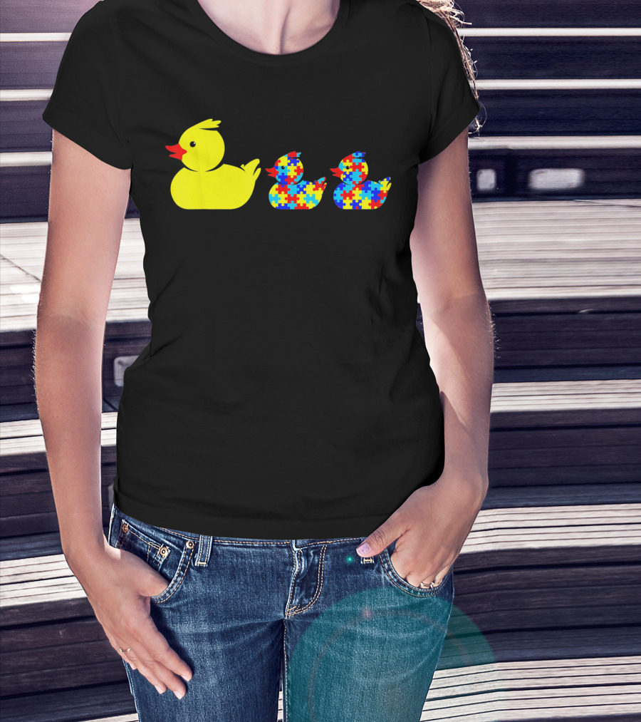 Duck Autism Awareness Puzzle Pattern Ducks T-Shirt