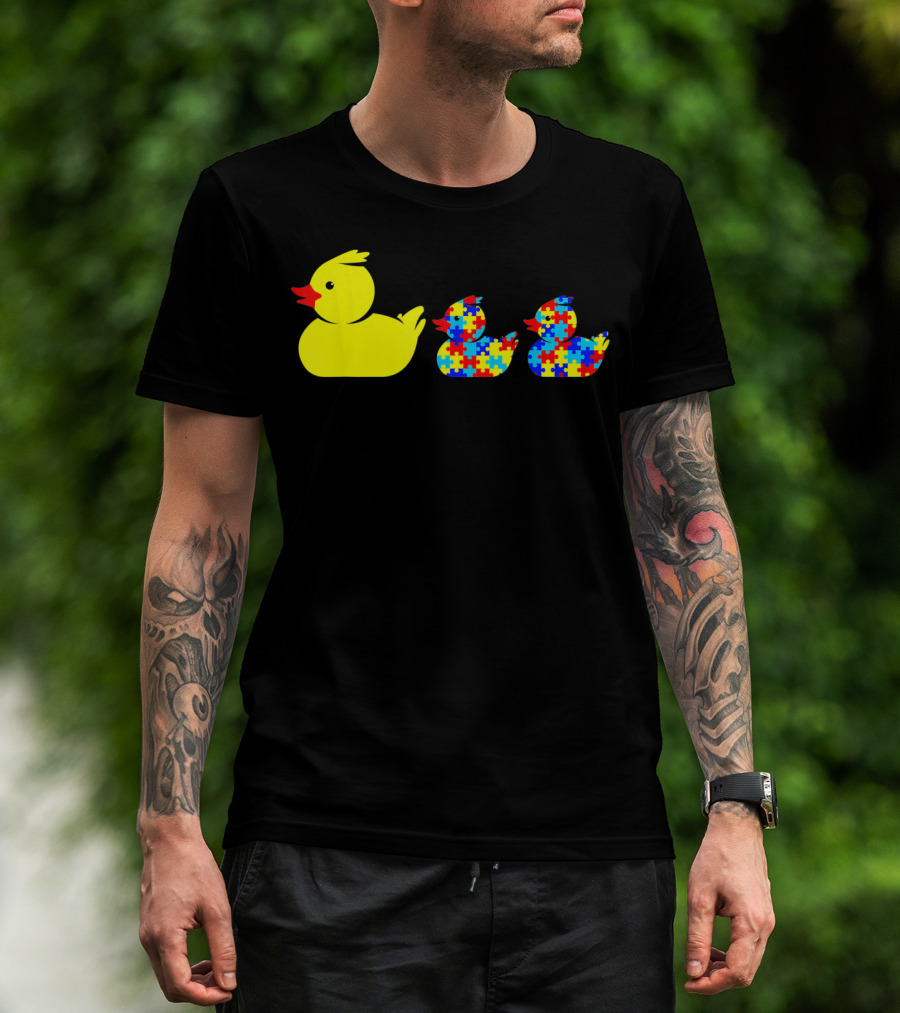 Duck Autism Awareness Puzzle Pattern Ducks T-Shirt