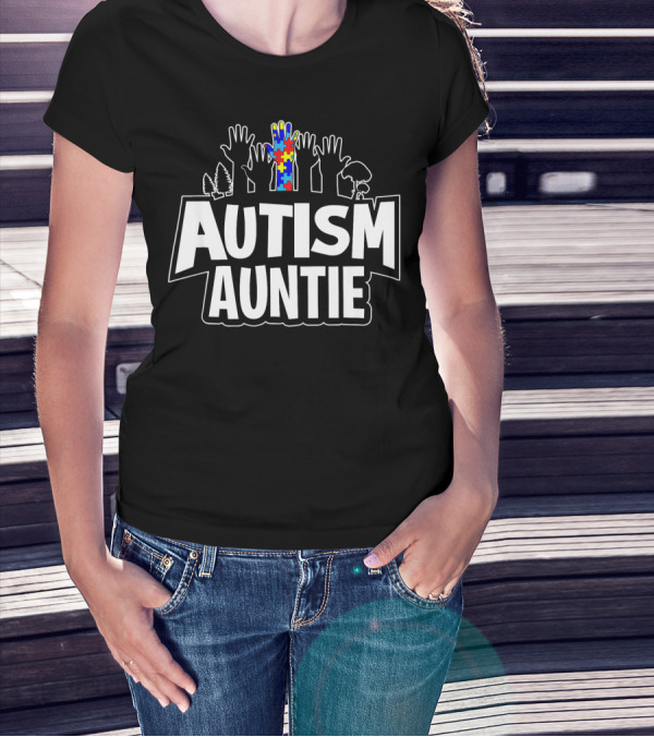 Autism Auntie Cool Autistic Awareness T-Shirt