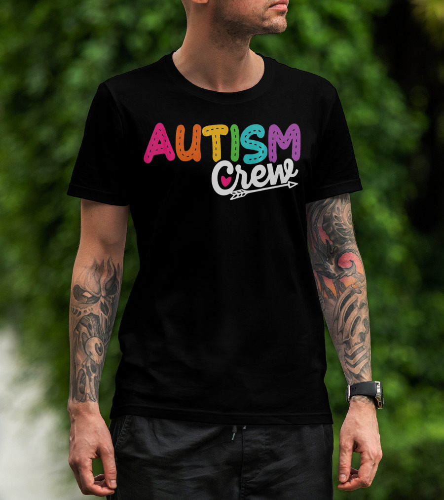 Autism Crew Colorful Heart Arrow Autism Awareness T-Shirt