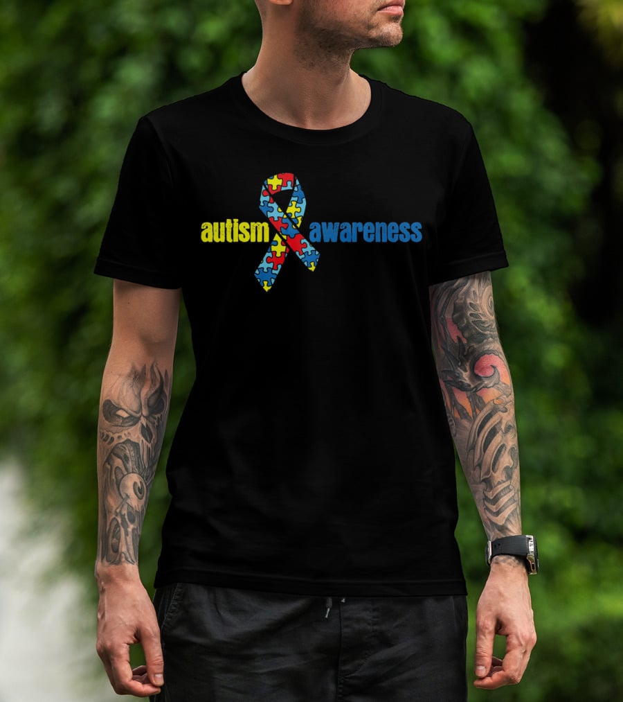 Autism Awareness Ribbon With Puzzle Pieces T-Shirt