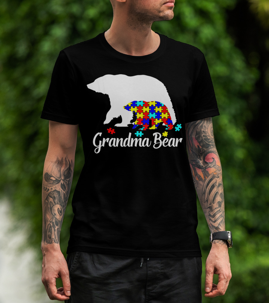 Grandma Bear Puzzle Autism Awareness Iconic T-Shirt