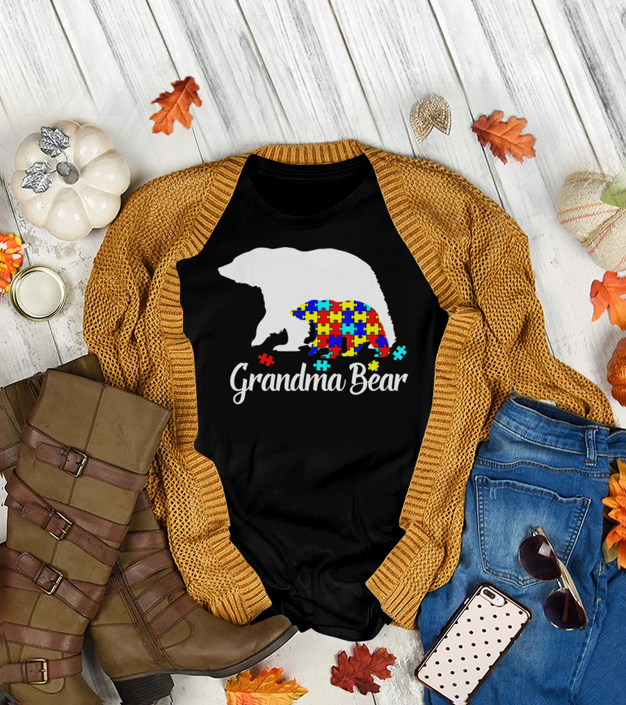 Grandma Bear Puzzle Autism Awareness Iconic T-Shirt