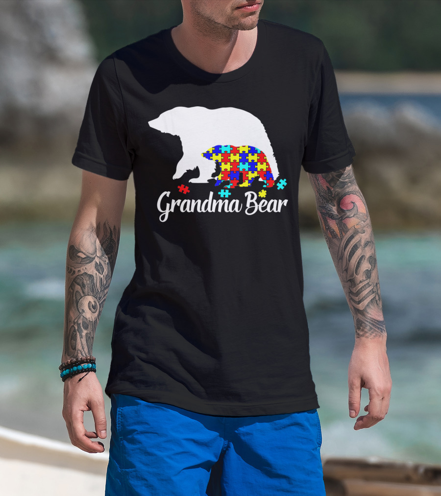 Grandma Bear Puzzle Autism Awareness Iconic T-Shirt