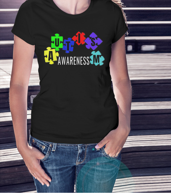 Autism Awareness Colorful Puzzle Pieces T-Shirt