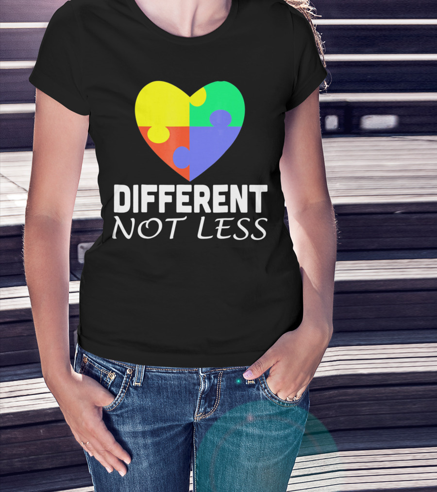 Different Not Less Autism Puzzle Piece Awareness T-Shirt