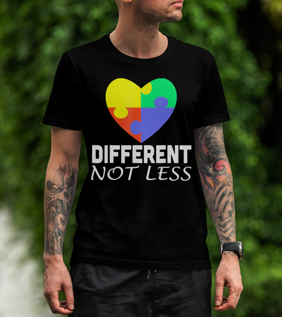 Different Not Less Autism Puzzle Piece Awareness T-Shirt