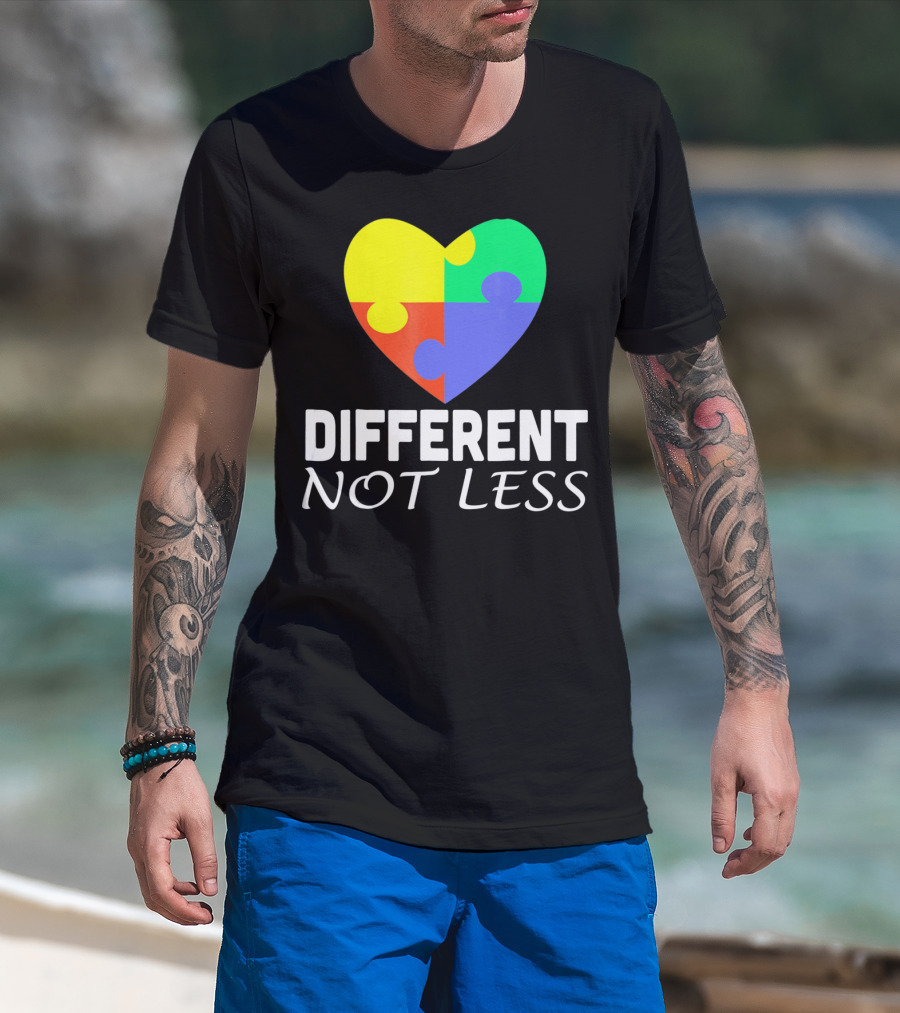 Different Not Less Autism Puzzle Piece Awareness T-Shirt