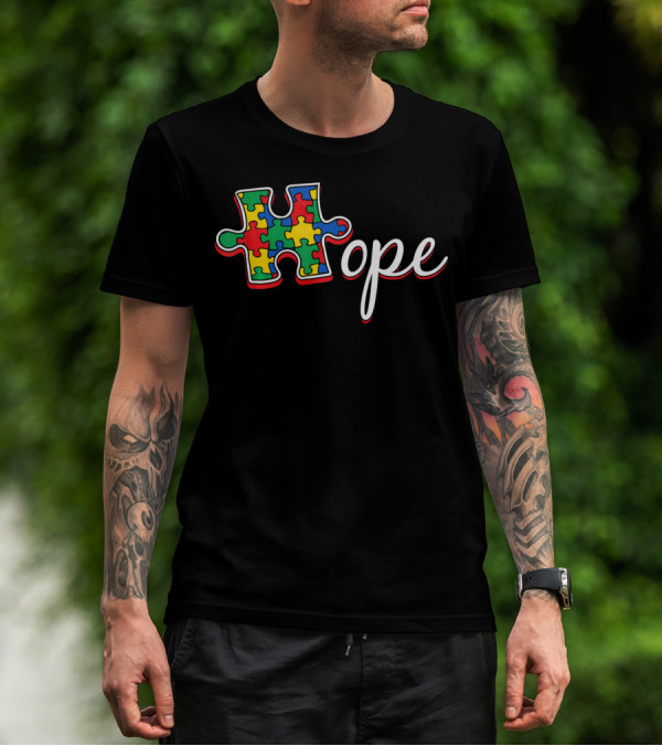 Autism Awareness Day Hope Puzzle Piece T-Shirt