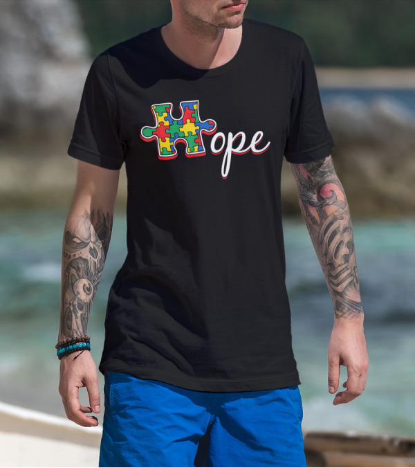 Autism Awareness Day Hope Puzzle Piece T-Shirt