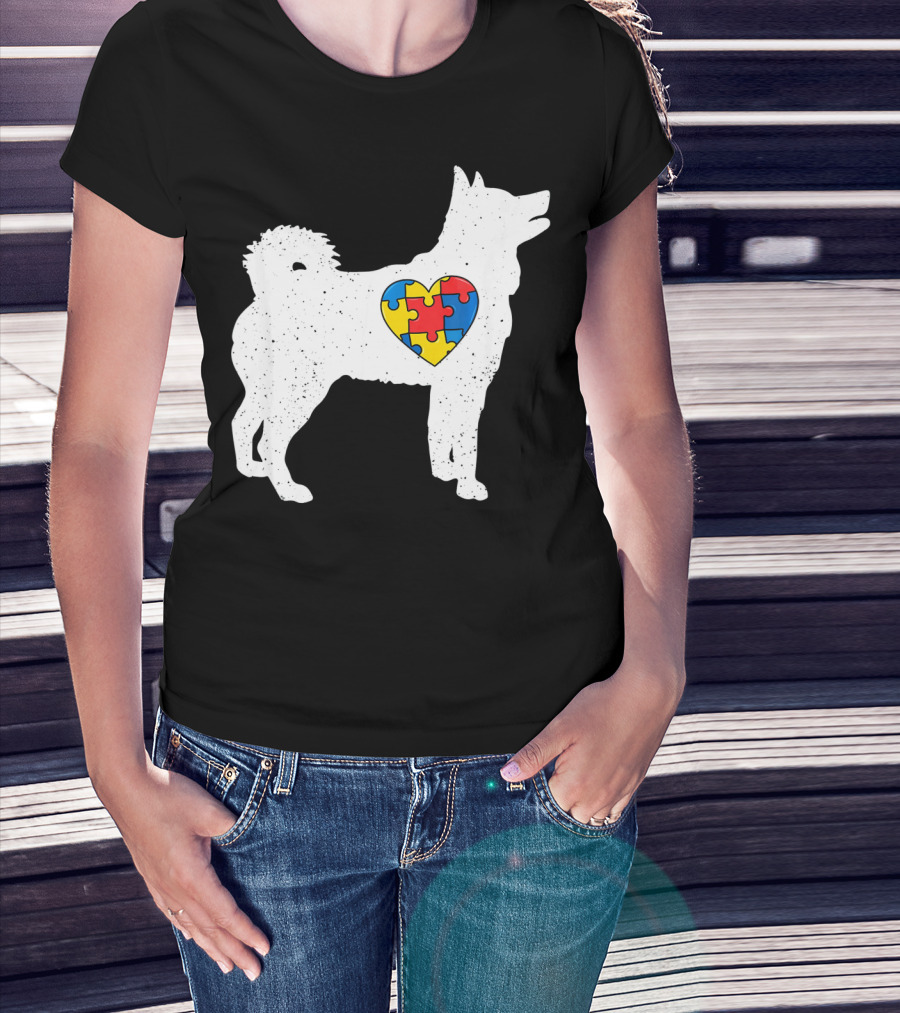 Husky Autism Awareness Puzzle Heart T-Shirt