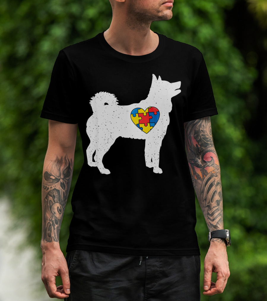 Husky Autism Awareness Puzzle Heart T-Shirt