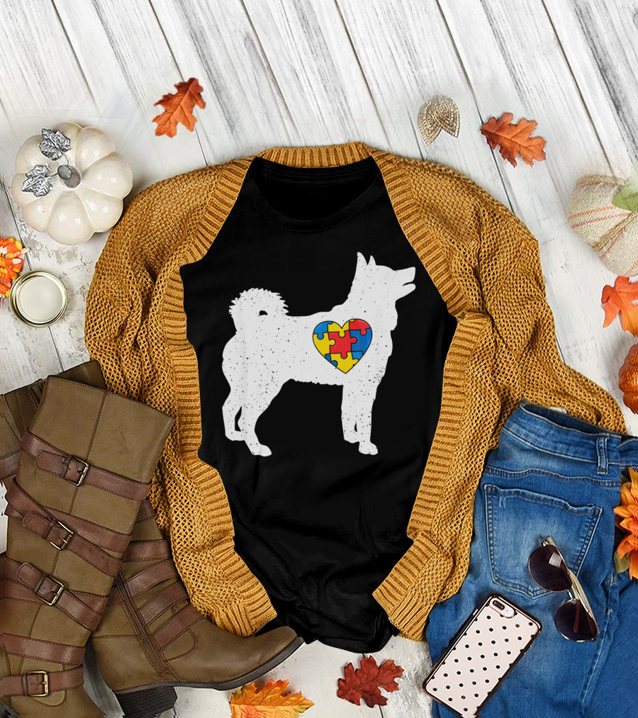 Husky Autism Awareness Puzzle Heart T-Shirt