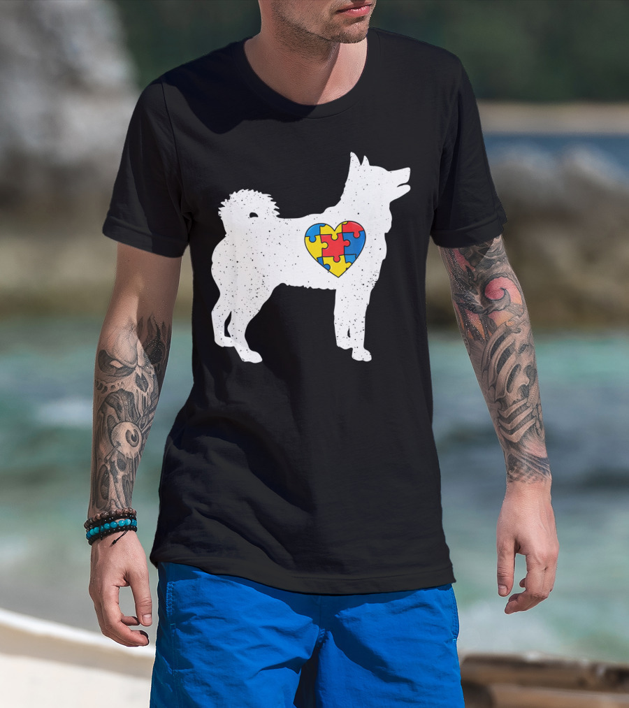 Husky Autism Awareness Puzzle Heart T-Shirt