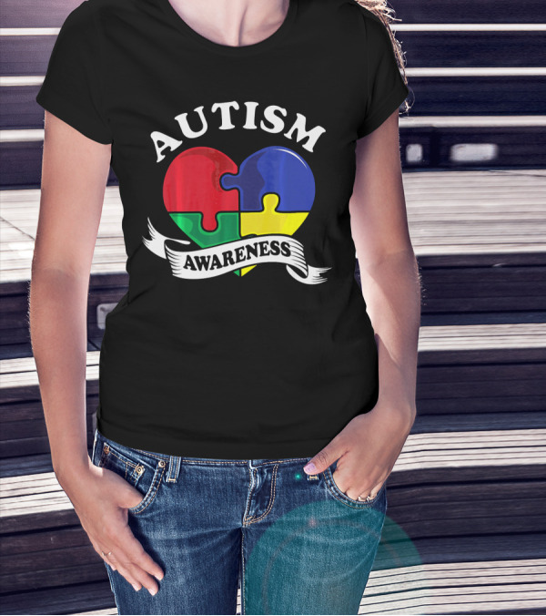 AUTISM AWARENESS HEART PUZZLE PIECE T-Shirt