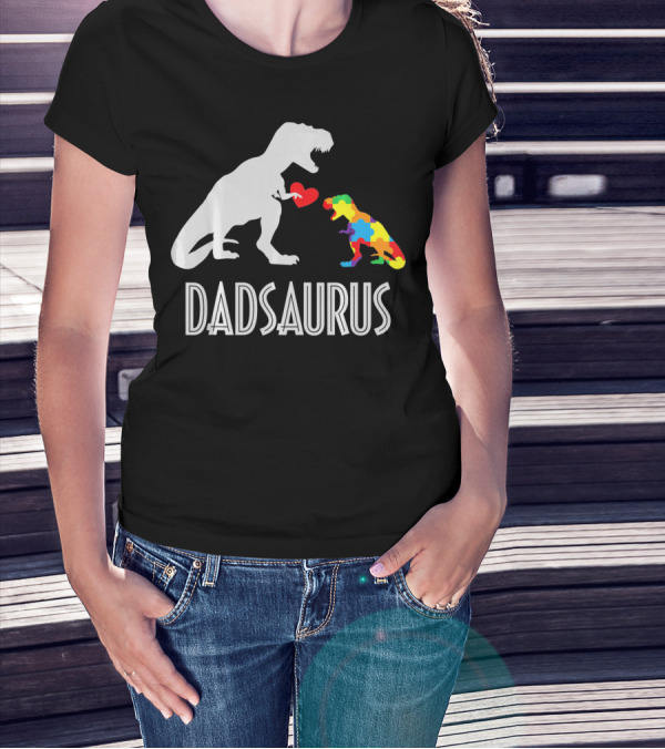 Dadsaurus Dinosaur Family Kids Autism Awareness T-Shirt