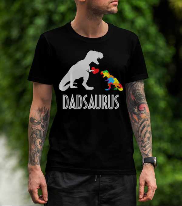 Dadsaurus Dinosaur Family Kids Autism Awareness T-Shirt