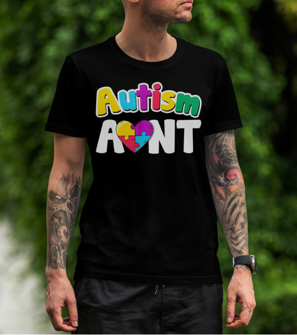 Autism Aunt Heart Puzzle Awareness T-Shirt
